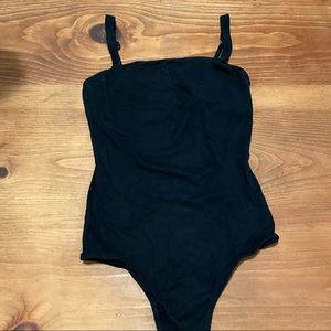 Hollister Black Ribbed Cotton Bodysuit - Small